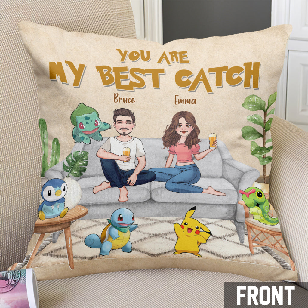 You Are My Best Catch - Personalized Monster Trainer Throw Pillow