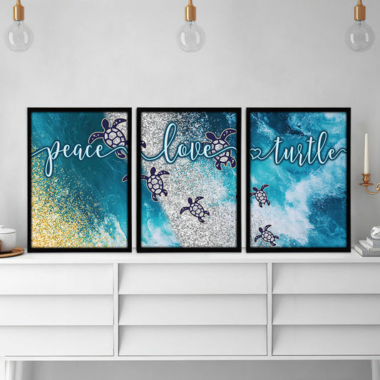 Peace Love Turtle - Turtle Poster & Canvas Set