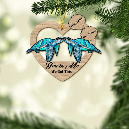 You & Me - Personalized Christmas Turtle Ornament (Printed On Both Sides)