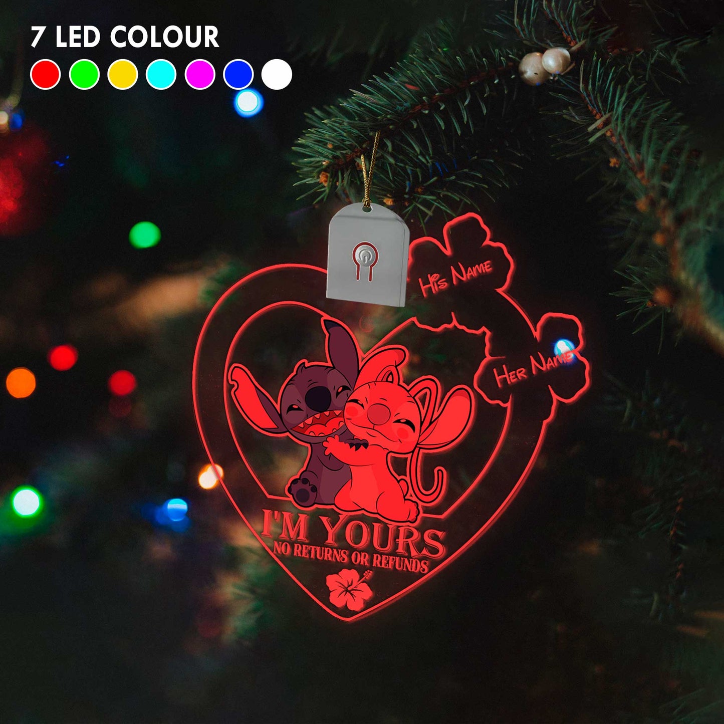 I’m Yours - Personalized Christmas Ohana Shaped Led Acrylic Ornament