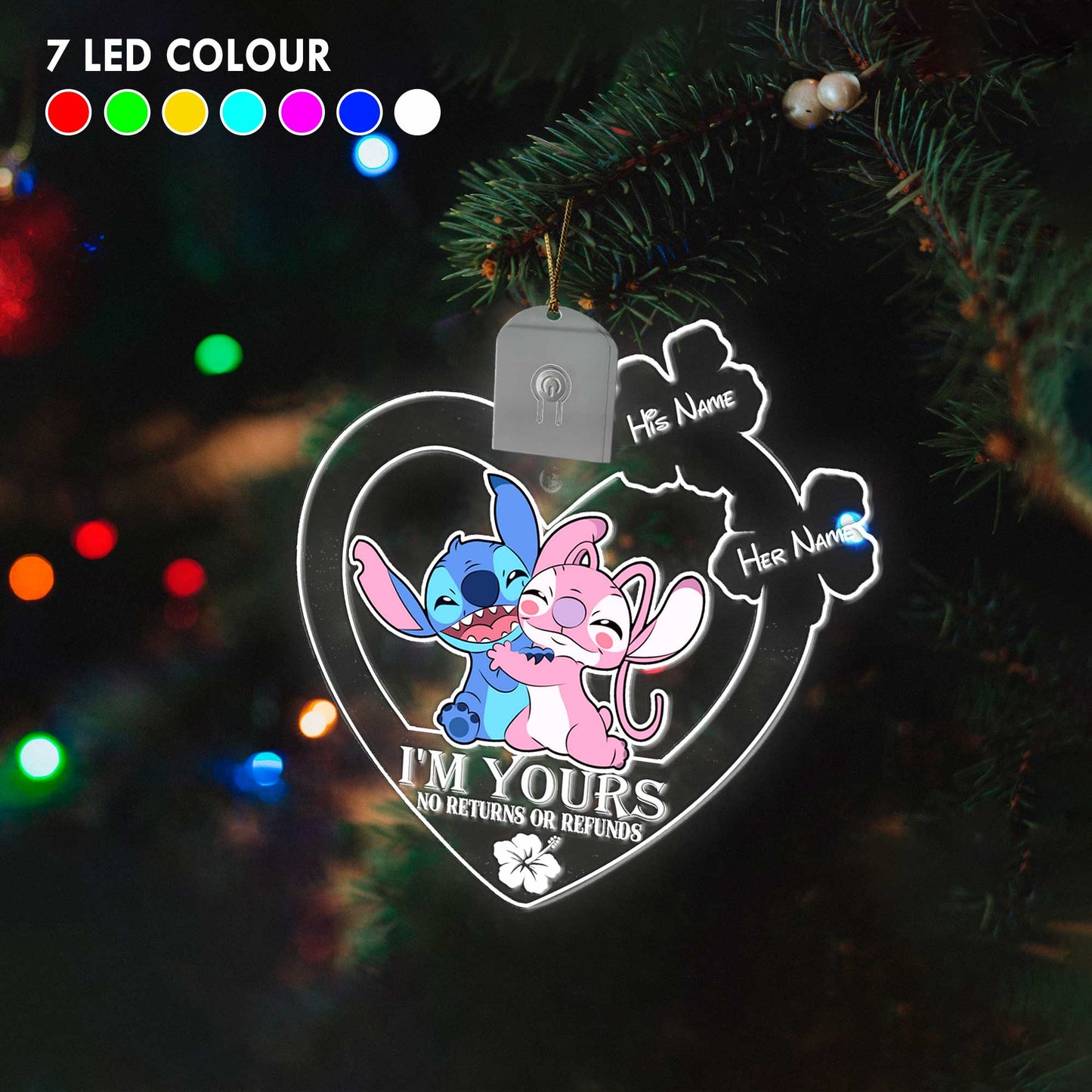 I’m Yours - Personalized Christmas Ohana Shaped Led Acrylic Ornament