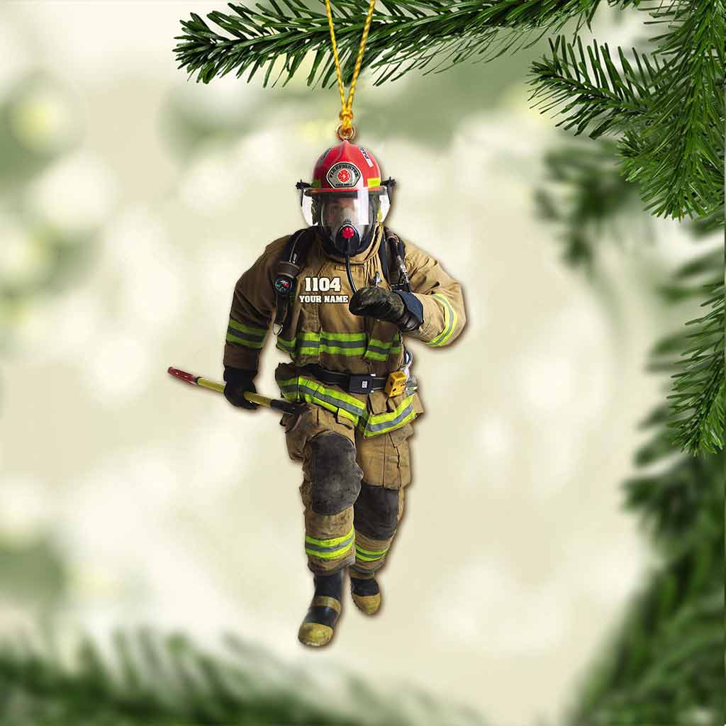 Merry Christmas - Personalized Firefighter Ornament (Printed On Both Sides)