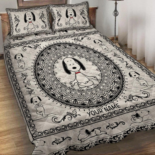 White Dog - Personalized Quilt Set