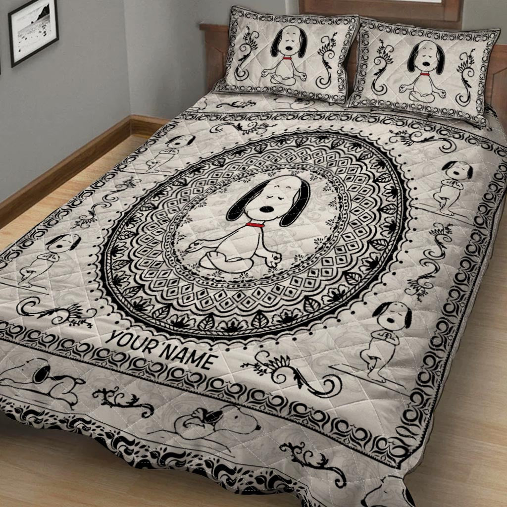 White Dog - Personalized Quilt Set