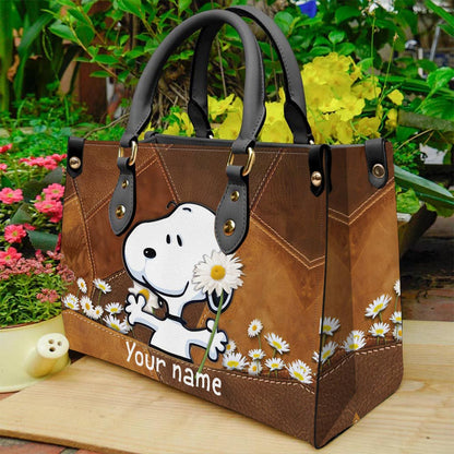 White Dog - Personalized Leather Handbag