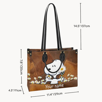 White Dog - Personalized Leather Handbag