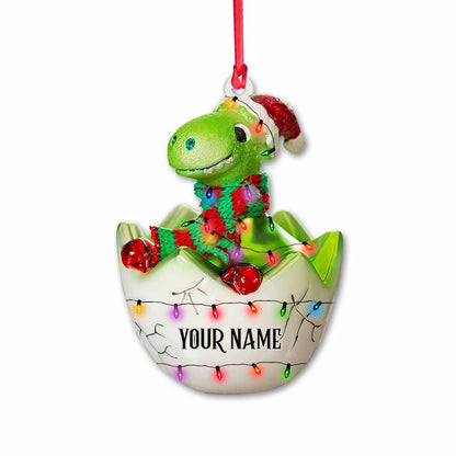 Hatching Dinosaur - Personalized Christmas Dinosaur Ornament With 3D Pattern Print (Printed On Both Sides)