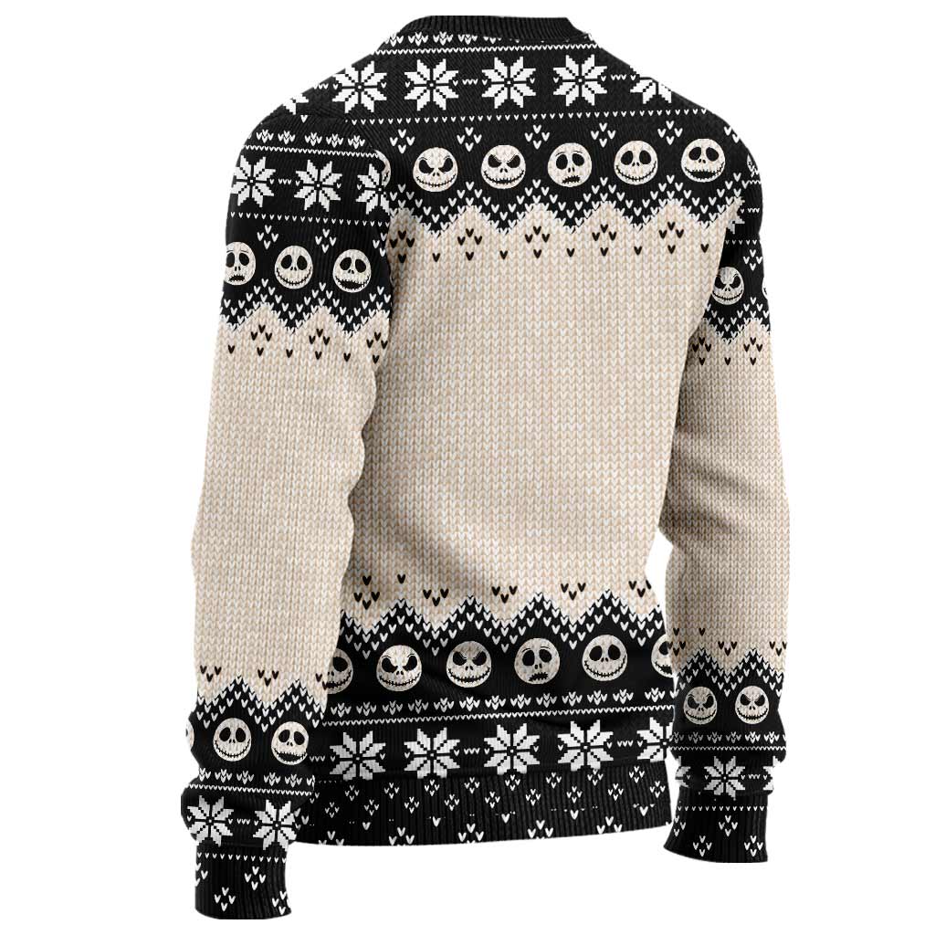 Simply Meant To Be - Personalized Christmas Nightmare Sweater With Faux Wool Pattern Printed