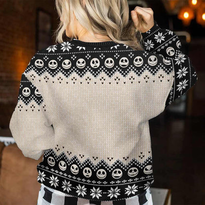 Simply Meant To Be - Personalized Christmas Nightmare Sweater With Faux Wool Pattern Printed