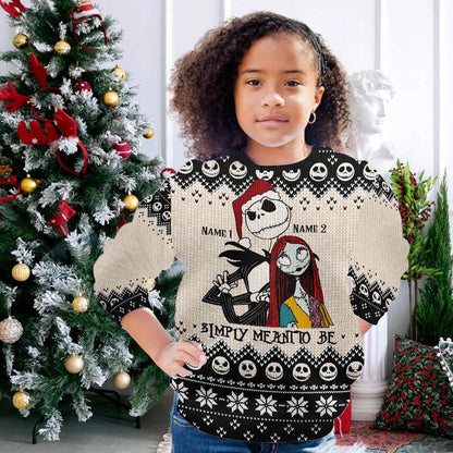 Simply Meant To Be - Personalized Christmas Nightmare Sweater With Faux Wool Pattern Printed