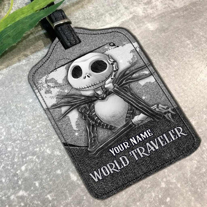 World Traveler - Personalized Nightmare Leather Luggage Tag