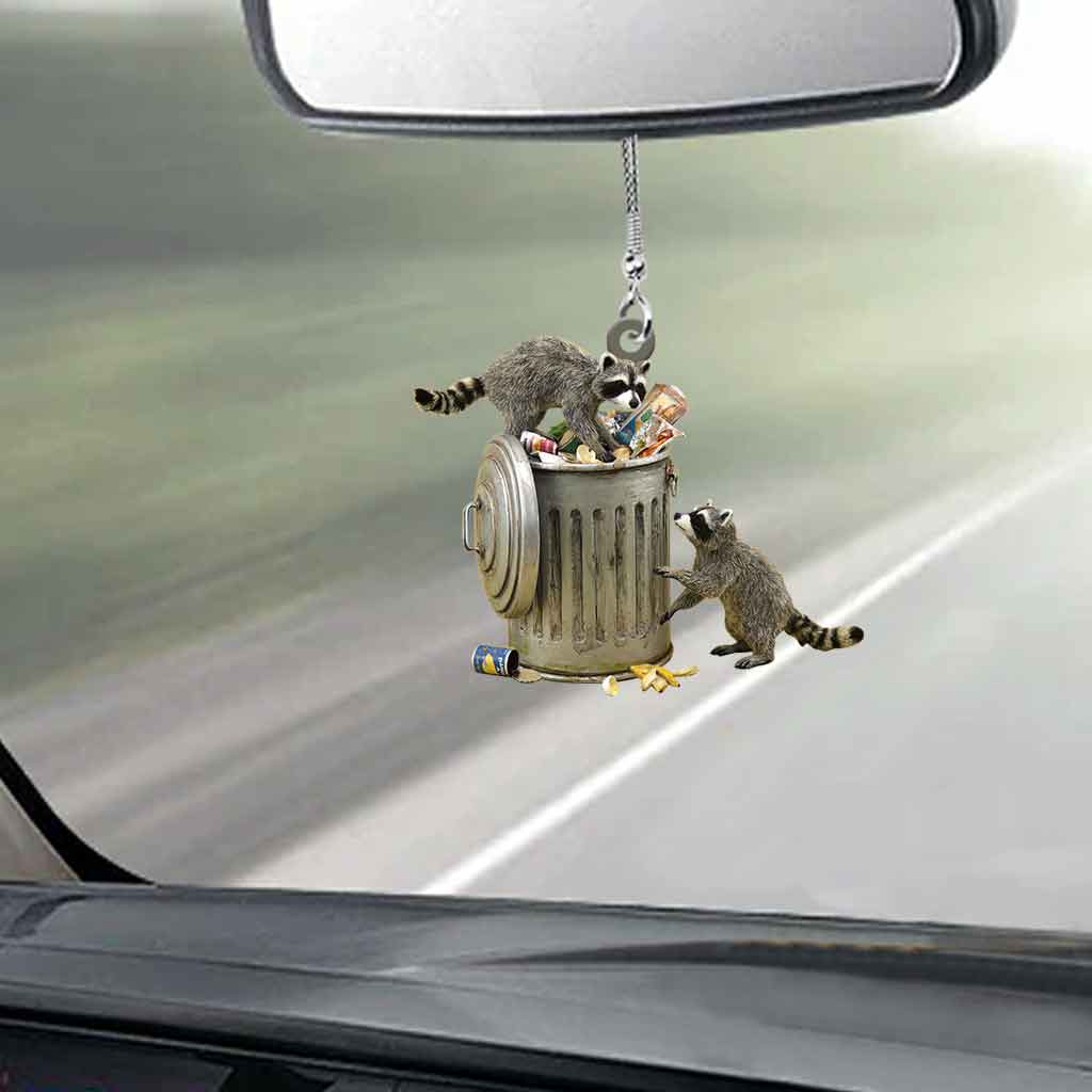 Eat Trash Live Fast Raccoon - Car Ornament (Printed On Both Sides)