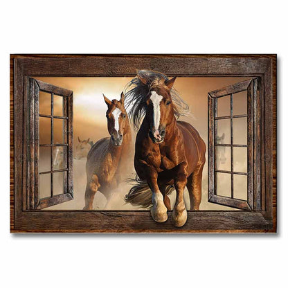 Window Of Running Horses - Poster