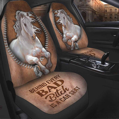 Behind Every Bad - Horse Seat Covers With Leather Pattern Print