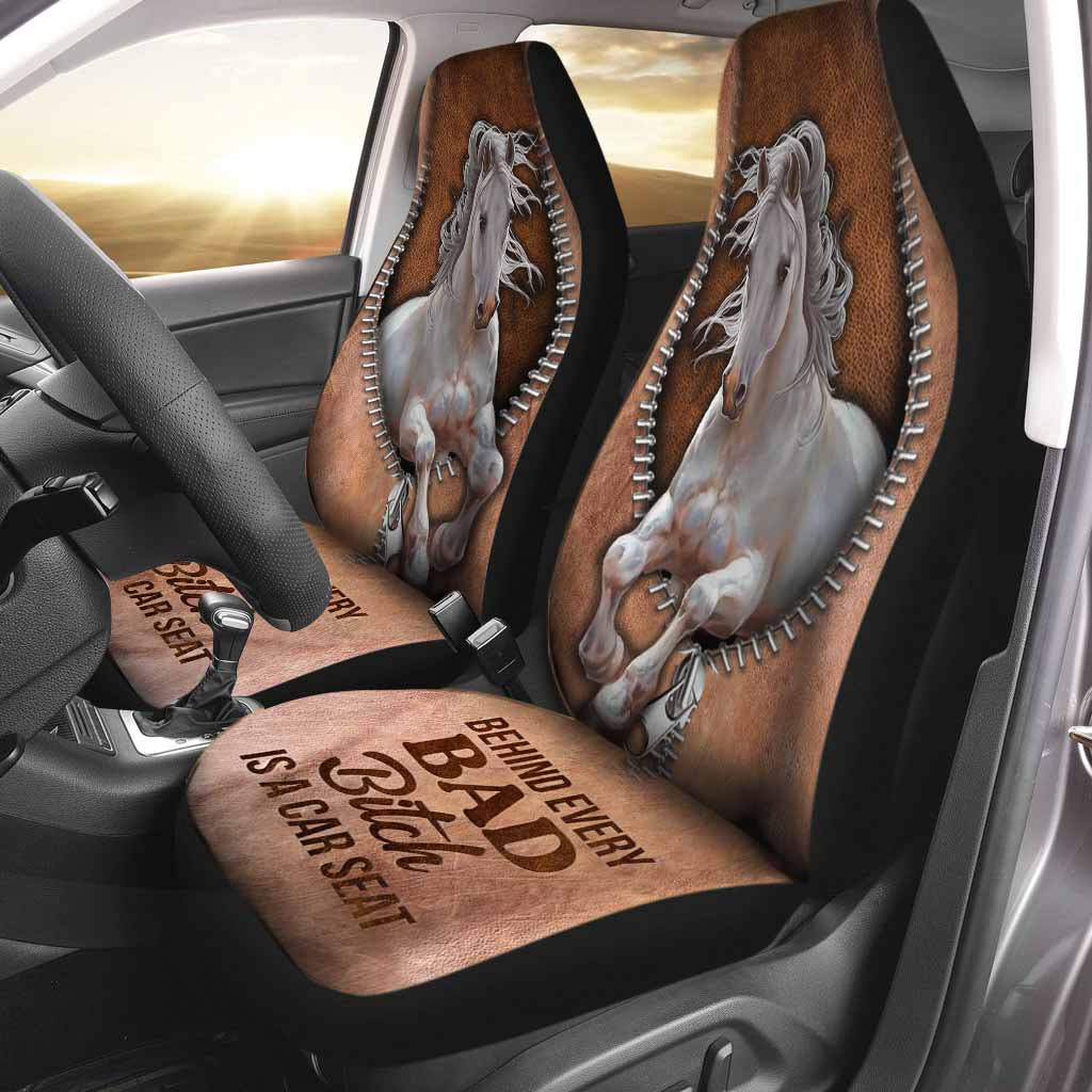 Behind Every Bad - Horse Seat Covers With Leather Pattern Print