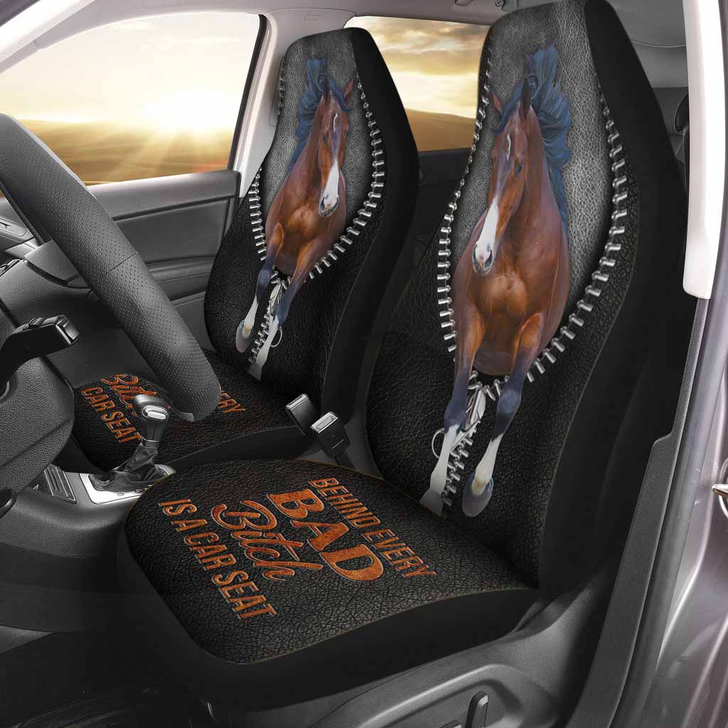 Behind Every Bad - Horse Seat Covers With Leather Pattern Print