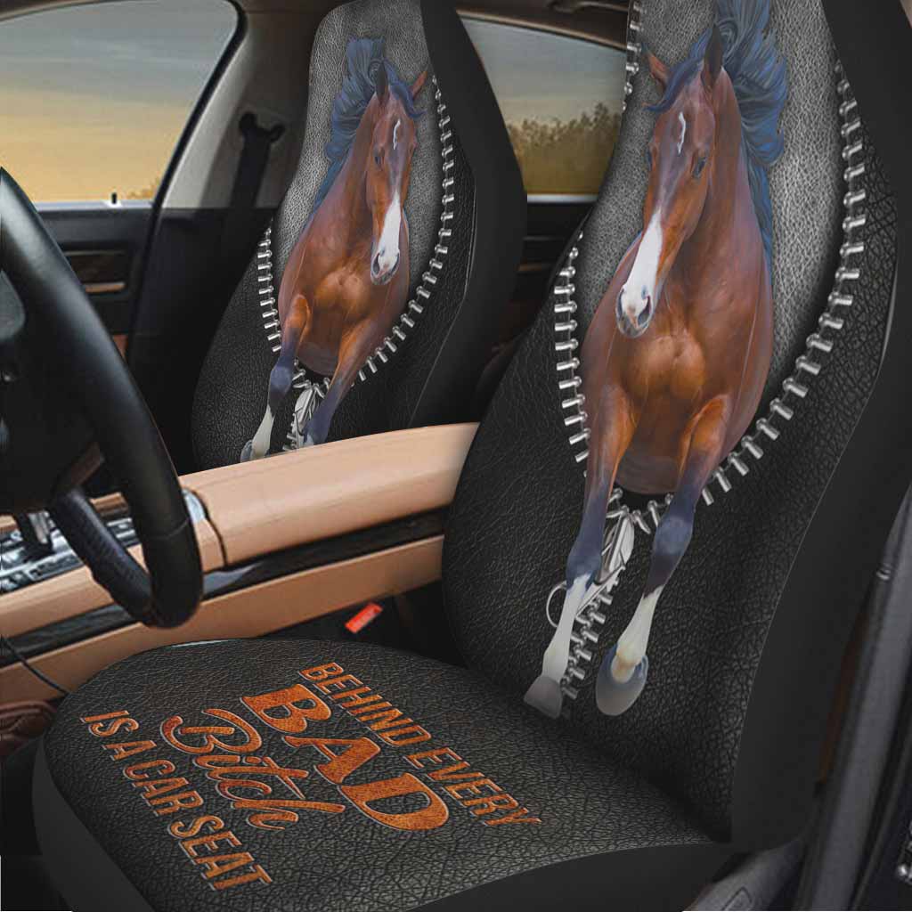 Behind Every Bad - Horse Seat Covers With Leather Pattern Print