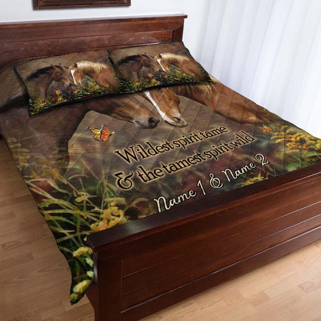 Love Makes The Wildest Spirit Tame - Personalized Horse Quilt Set