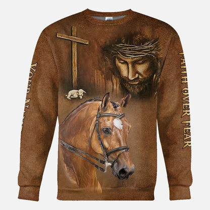 Faith Over Fear - Personalized Horse All Over T-shirt and Hoodie