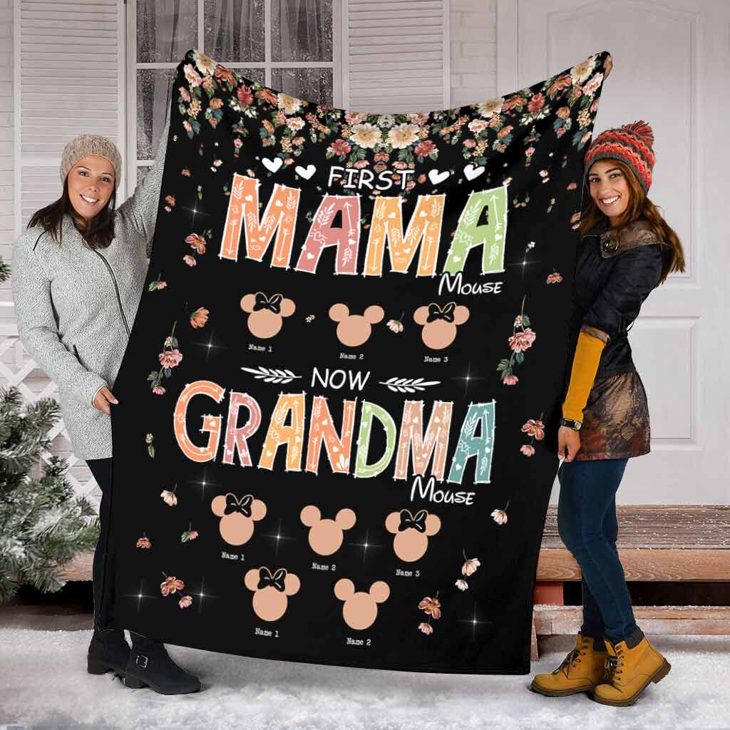 First Mama Mouse Now Grandma Mouse - Personalized Mother's Day Grandma Blanket