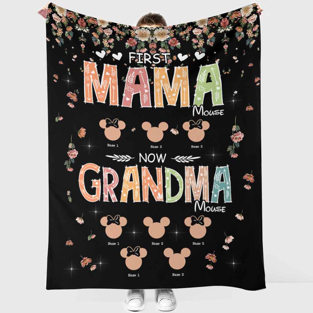 First Mama Mouse Now Grandma Mouse - Personalized Mother's Day Grandma Blanket