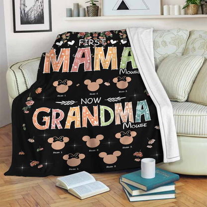 First Mama Mouse Now Grandma Mouse - Personalized Mother's Day Grandma Blanket