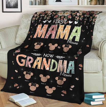 First Mama Mouse Now Grandma Mouse - Personalized Mother's Day Grandma Blanket