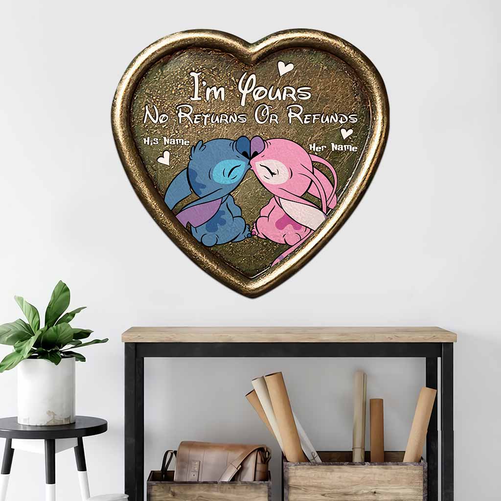 I'm Yours No Returns Or Refunds - Personalized Couple Ohana Cut Metal Sign With 3D Pattern Print