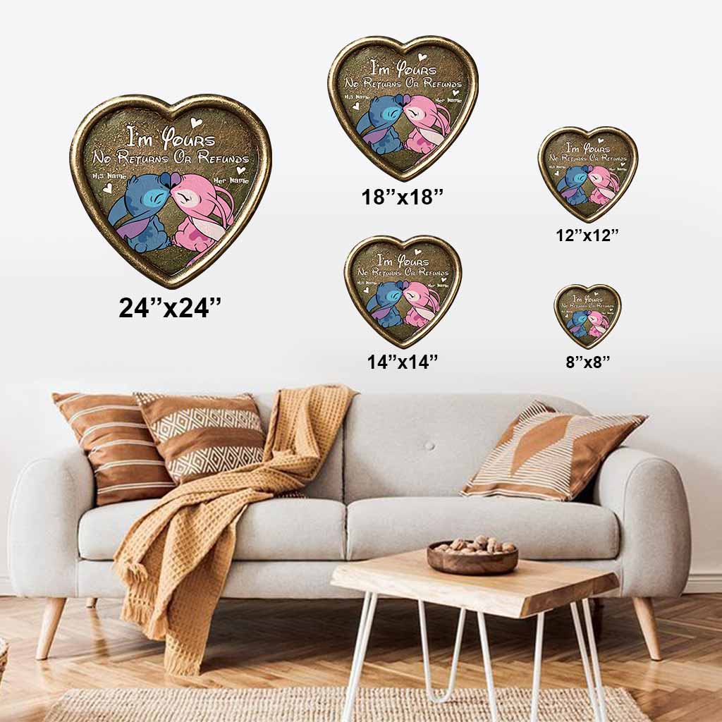 I'm Yours No Returns Or Refunds - Personalized Couple Ohana Cut Metal Sign With 3D Pattern Print