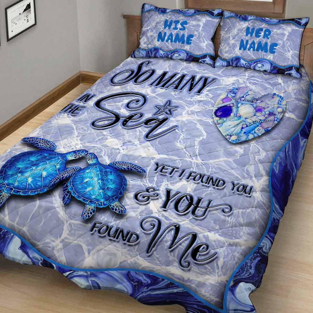 So Many In The Sea Turtle Personalized Quilt Bed Set