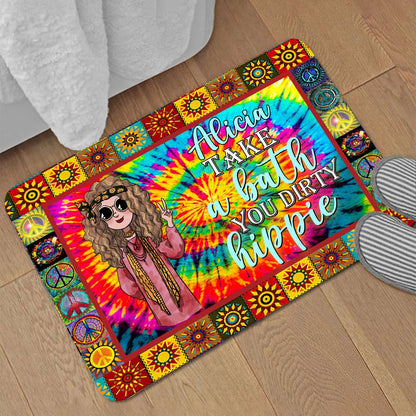 Take A Bath You Dirty Hippie - Personalized Bath Mat