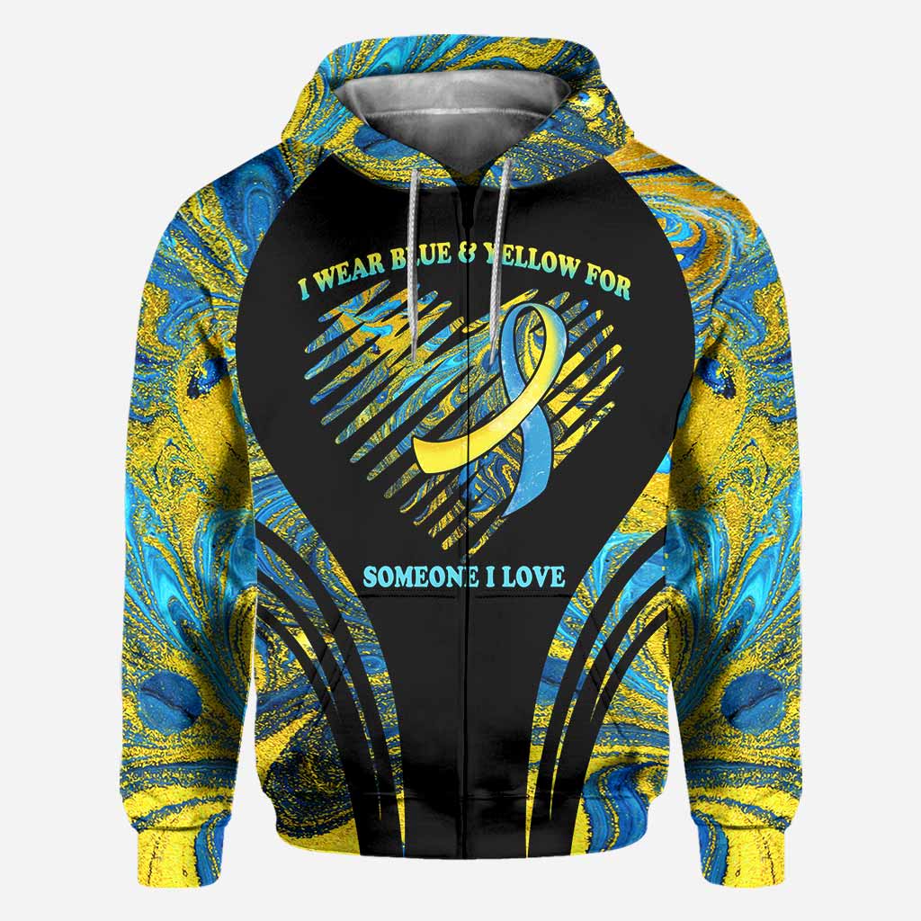 I Wear Blue And Yellow - Down Syndrome Awareness Personalized All Over T-shirt and Hoodie