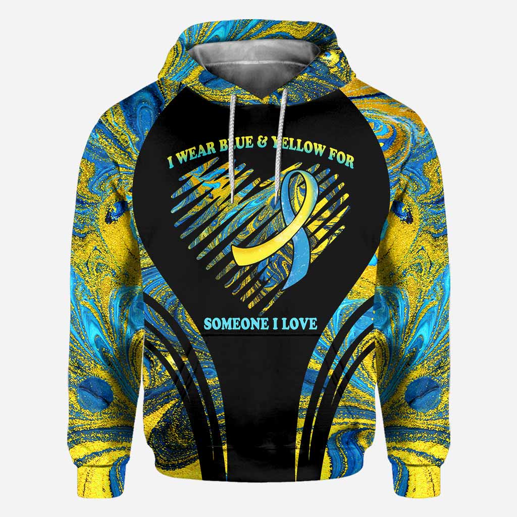 I Wear Blue And Yellow - Down Syndrome Awareness Personalized All Over T-shirt and Hoodie