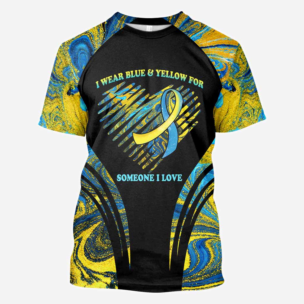 I Wear Blue And Yellow - Down Syndrome Awareness Personalized All Over T-shirt and Hoodie