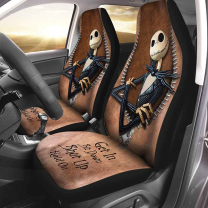 Get In Sit Down Shut Up Hold On - Nightmare Seat Covers With Leather Pattern Print