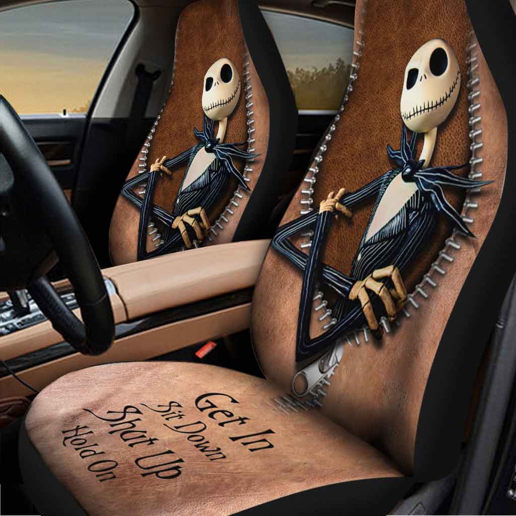 Get In Sit Down Shut Up Hold On - Nightmare Seat Covers With Leather Pattern Print