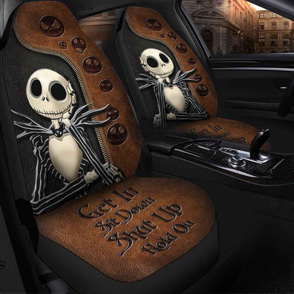 Get In Sit Down Shut Up Hold On - Nightmare Seat Covers With Leather Pattern Print