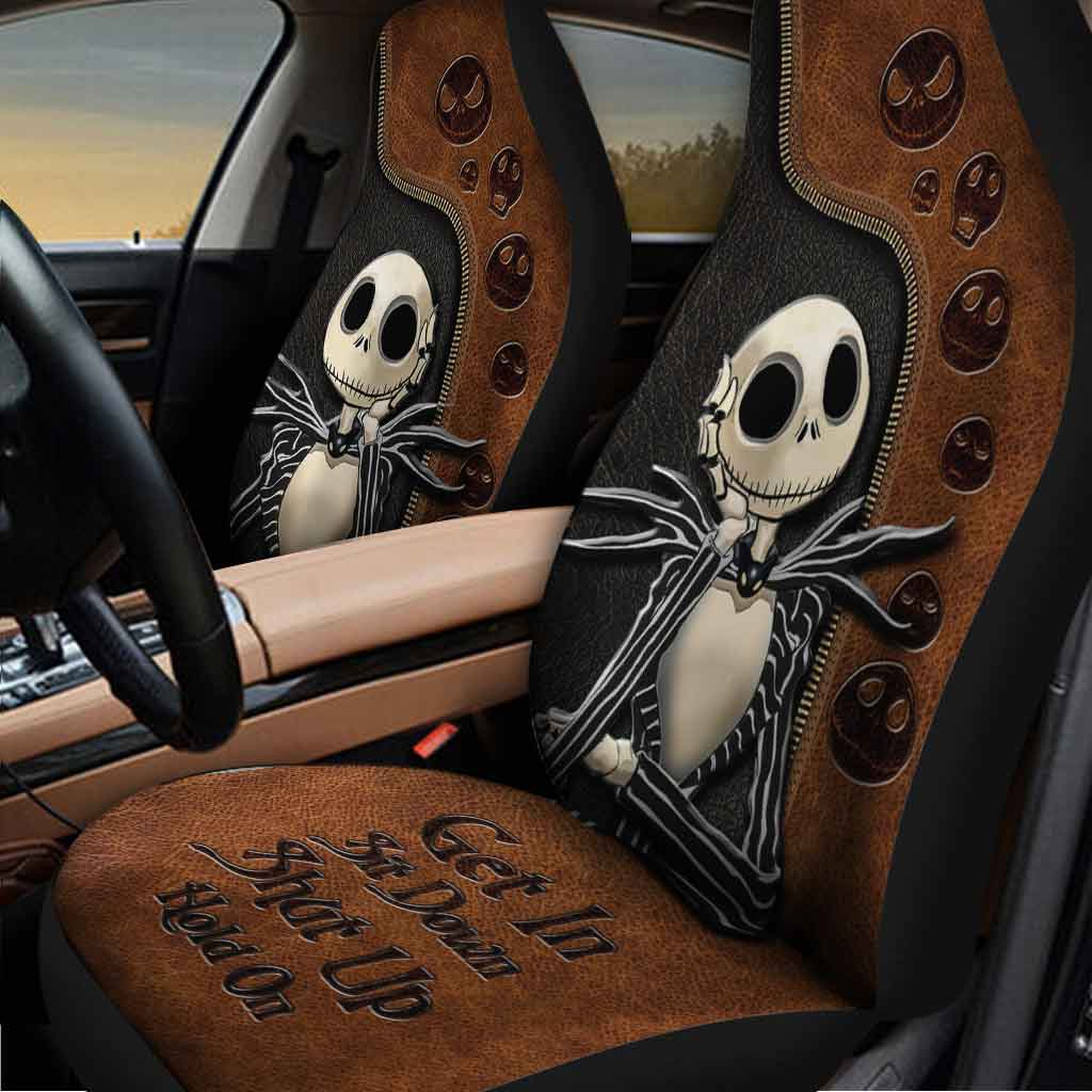 Get In Sit Down Shut Up Hold On - Nightmare Seat Covers With Leather Pattern Print