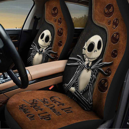 Get In Sit Down Shut Up Hold On - Nightmare Seat Covers With Leather Pattern Print