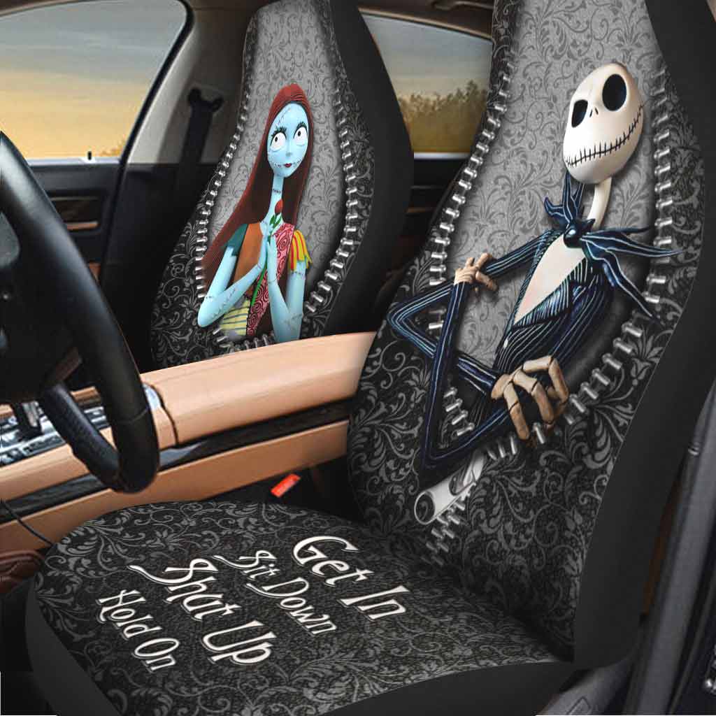 Get In Sit Down Shut Up Hold On -  Nightmare Seat Covers With Leather Pattern Print