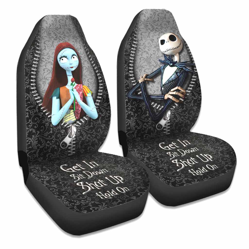 Get In Sit Down Shut Up Hold On -  Nightmare Seat Covers With Leather Pattern Print