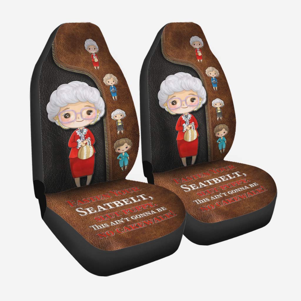 Fasten Your Seatbelt - Seat Covers With  Leather Pattern Print