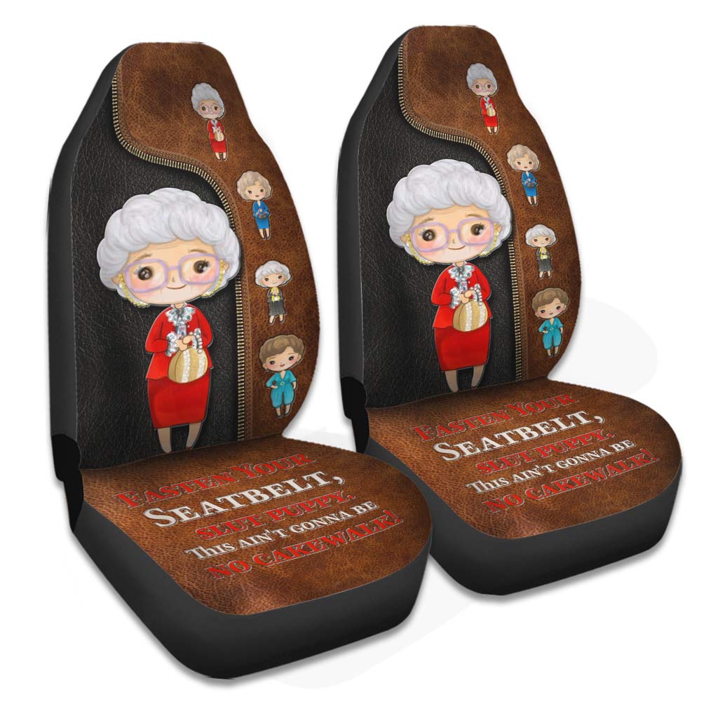 Fasten Your Seatbelt - Seat Covers With  Leather Pattern Print