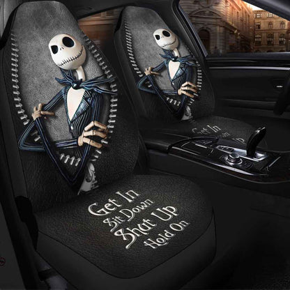 Get In Sit Down Shut Up Hold On - Nightmare Seat Covers With Leather Pattern Print 1