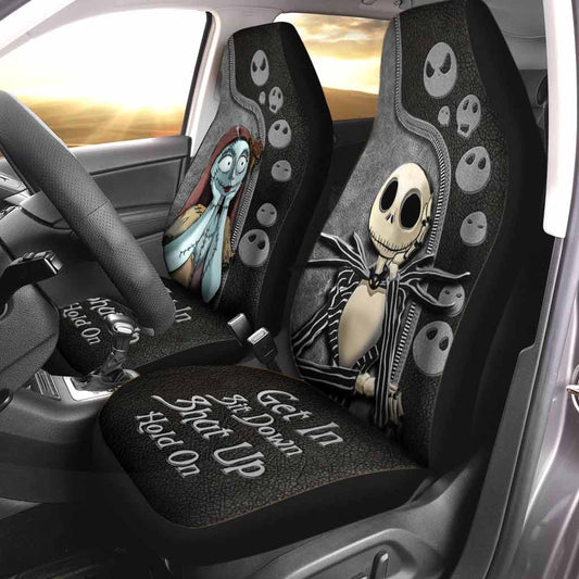 Get In Sit Down Shut Up Hold On -  Nightmare Seat Covers With Leather Pattern Print