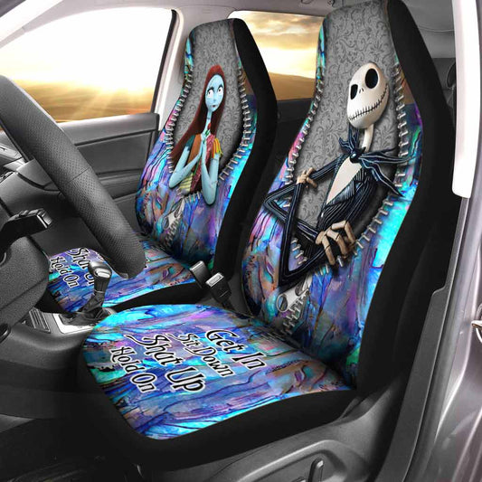 Get In Sit Down Shut Up Hold On -  Nightmare Seat Covers With Leather Pattern Print