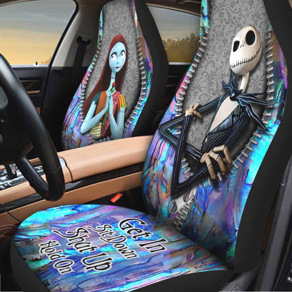 Get In Sit Down Shut Up Hold On -  Nightmare Seat Covers With Leather Pattern Print