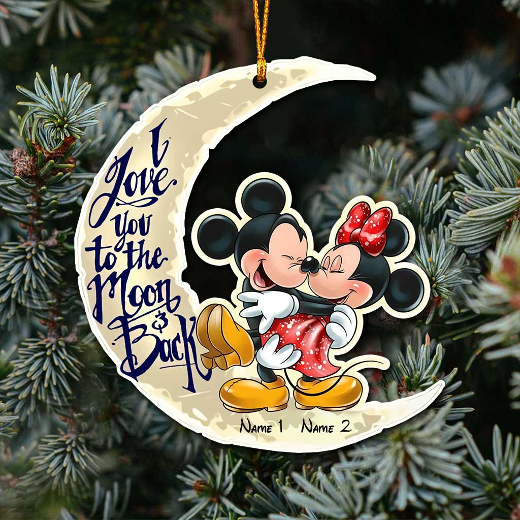 I Love You To The Moon And Back - Personalized Christmas Couple Ornament (Printed On Both Sides)