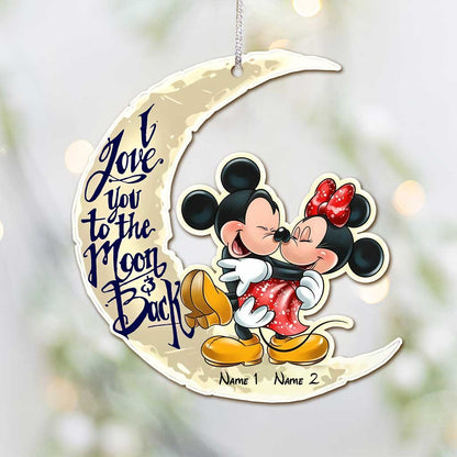 I Love You To The Moon And Back - Personalized Christmas Couple Ornament (Printed On Both Sides)