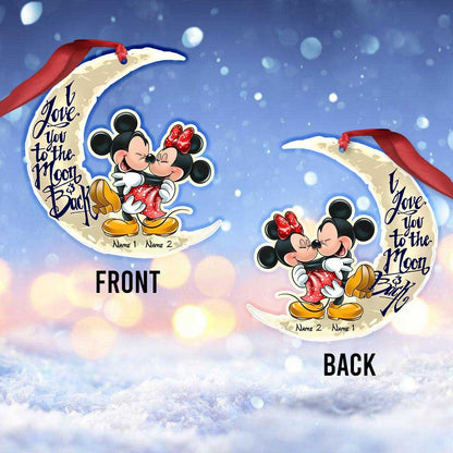 I Love You To The Moon And Back - Personalized Christmas Couple Ornament (Printed On Both Sides)